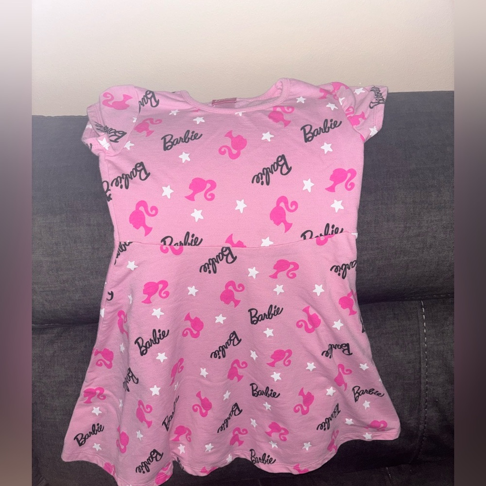 Barbie Pink Logo & Silhouette Girls' Skater Dress
